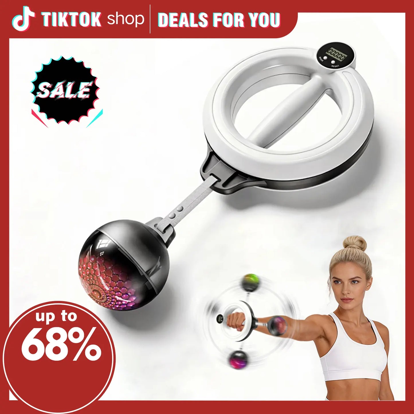 【Featured Tiktok Products】S.Y. Home & Outdoor 360° Rotating Hand-Crank Forearm Trainer for Men and Women, Upper Body Strength Tool for Arms, Shoulders & Chest with LED Light Up, Portable Home and Gym Fitness Equipment