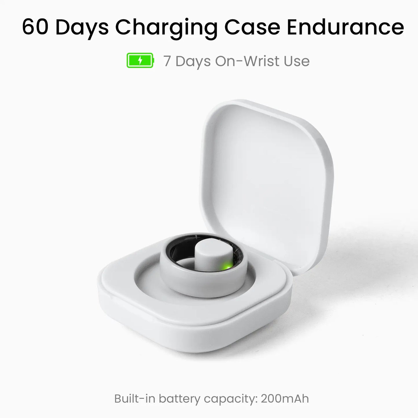 White Ceramic Smart Ring for Men & Women – IP68 Waterproof Health & Fitness Tracker, Sleep, Heart Rate, Stress & Cycle Monitor, Ios & Android Compatible, Charging Case Included,#Tiktokshopsummersale