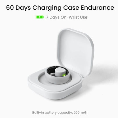 White Ceramic Smart Ring for Men & Women – IP68 Waterproof Health & Fitness Tracker, Sleep, Heart Rate, Stress & Cycle Monitor, Ios & Android Compatible, Charging Case Included,#Tiktokshopsummersale