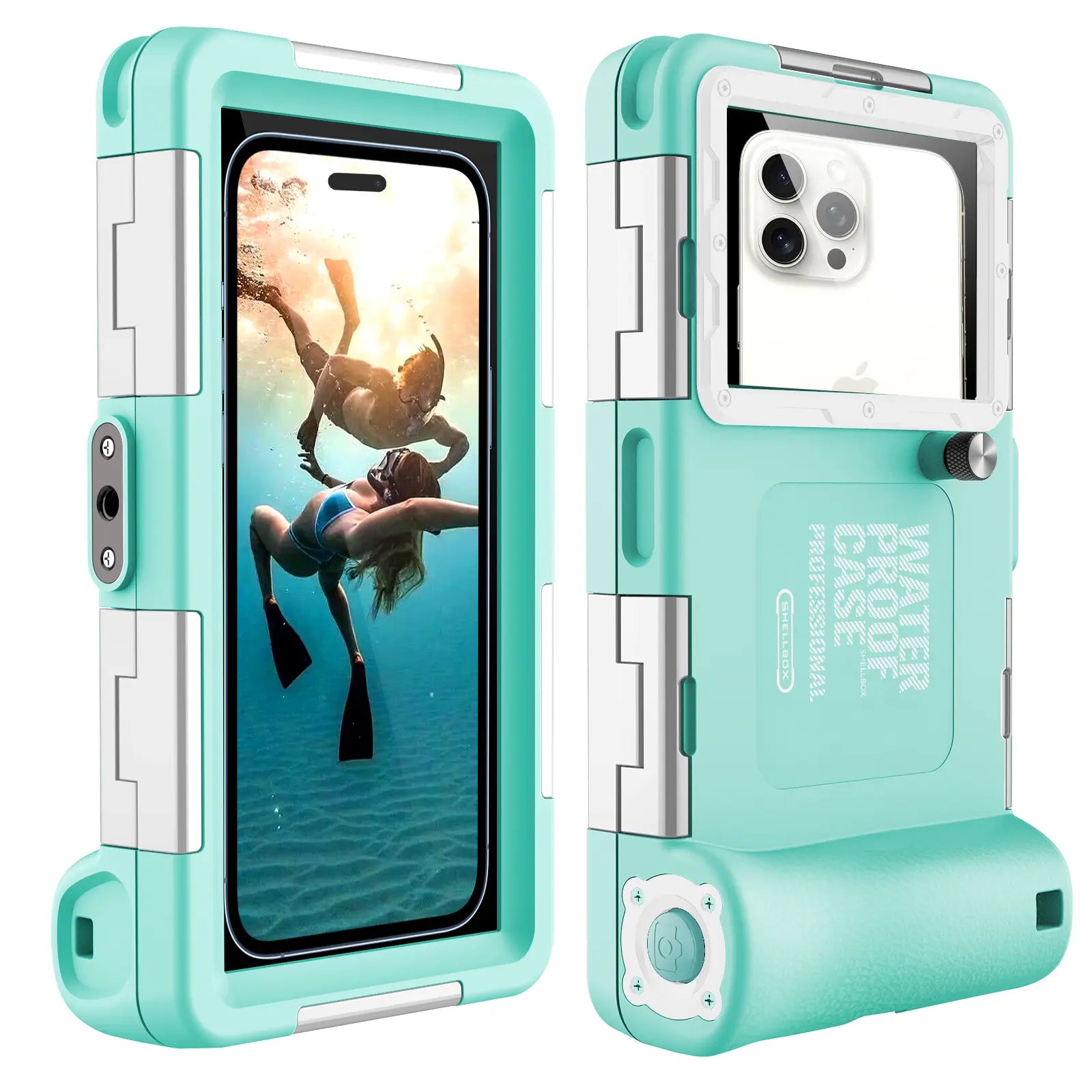 SHELLBOX Professional Diving Smartphone Casing, 50Ft Waterproof Cellphone Accessory for 4.7-6.9In Iphone/Samsung/Android Devices, Ultra-Clear Underwater 4K Shooting, for Swimming Snorkeling