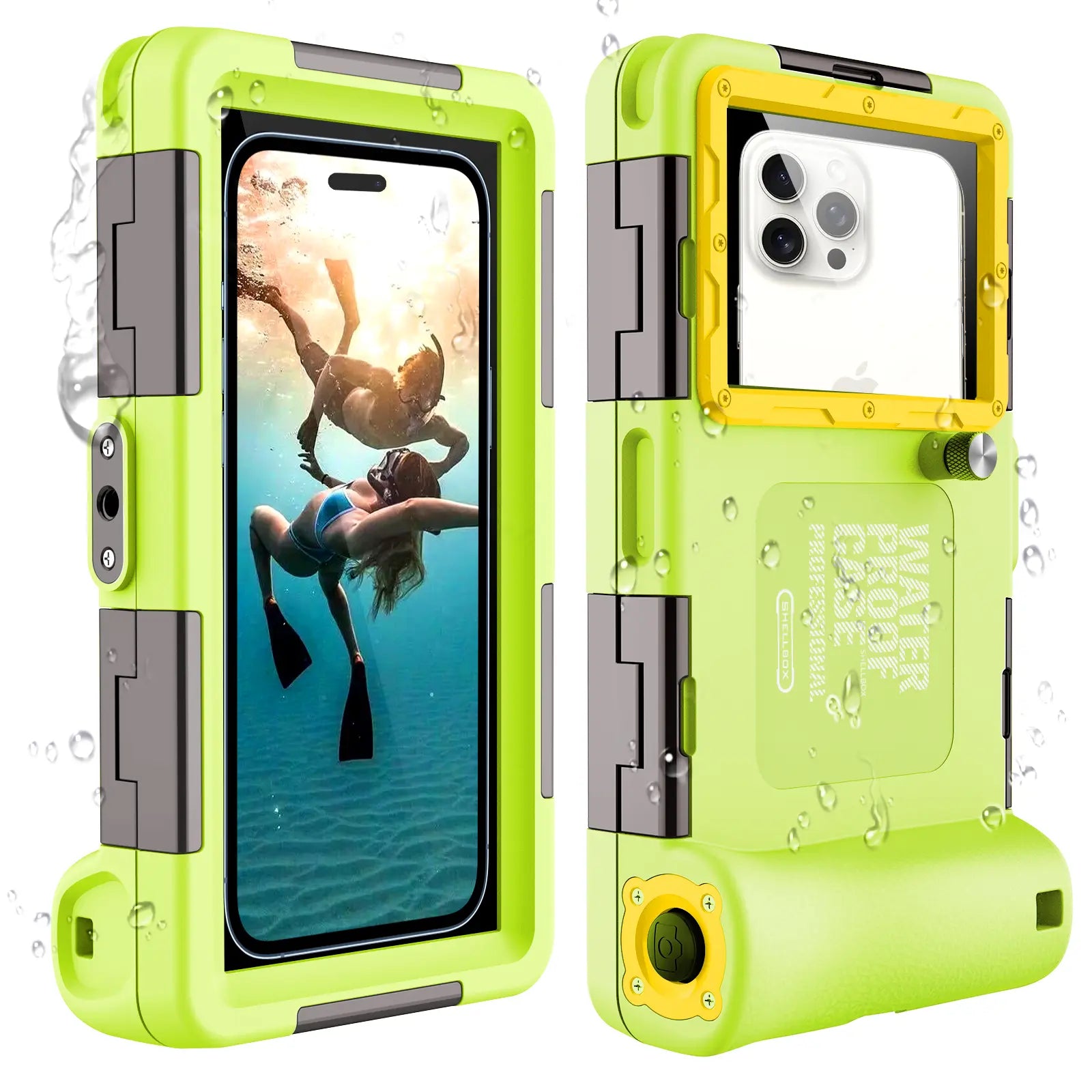 SHELLBOX Professional Diving Smartphone Casing, 50Ft Waterproof Cellphone Accessory for 4.7-6.9In Iphone/Samsung/Android Devices, Ultra-Clear Underwater 4K Shooting, for Swimming Snorkeling