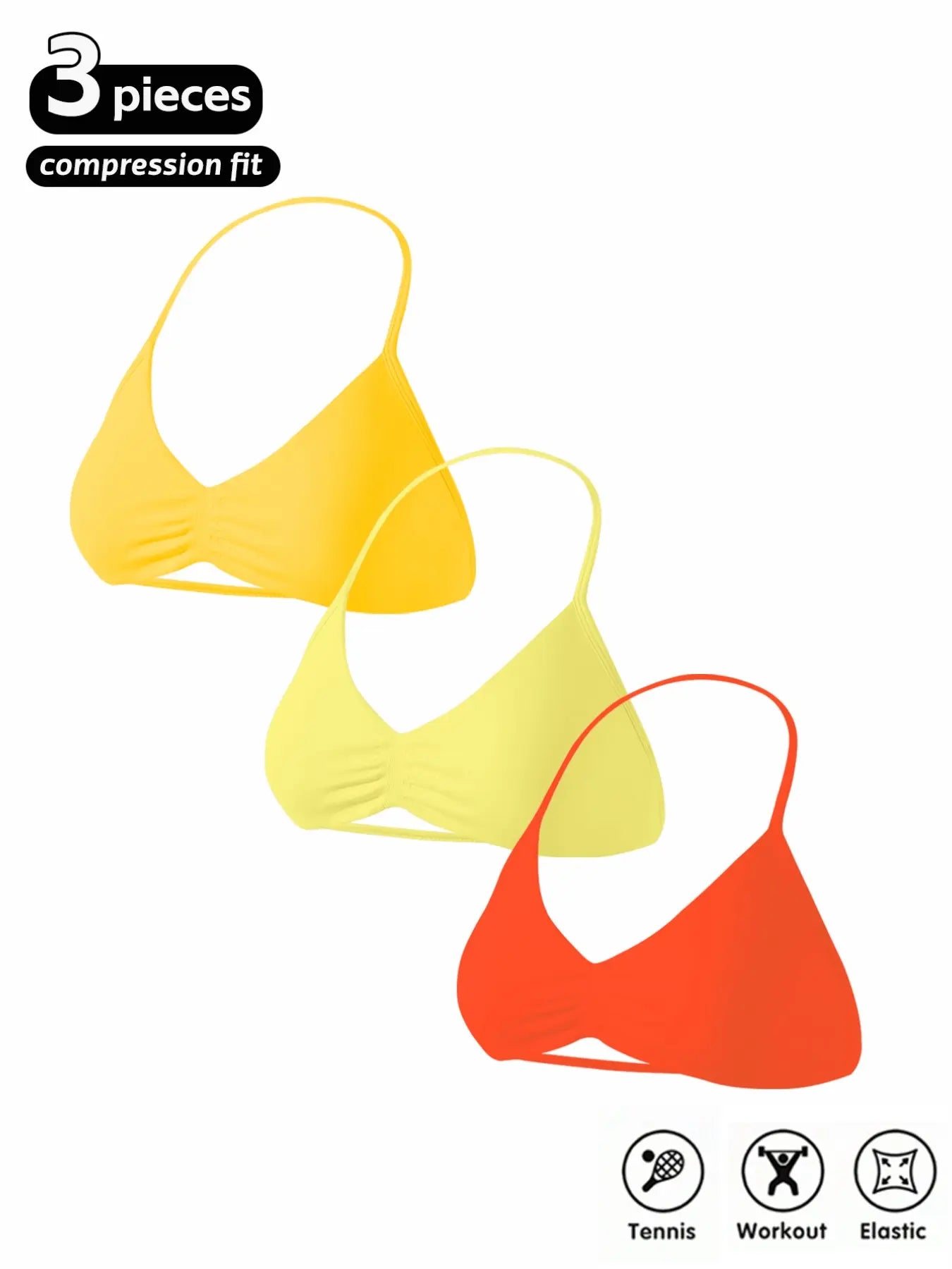 Women'S 3-Pack Seamless Knitted Sports Bras, Sporty Bra, Halter Neck Sport Bra, Open Back Design, Ideal for Yoga and Gym Workouts, Running Workout Bras