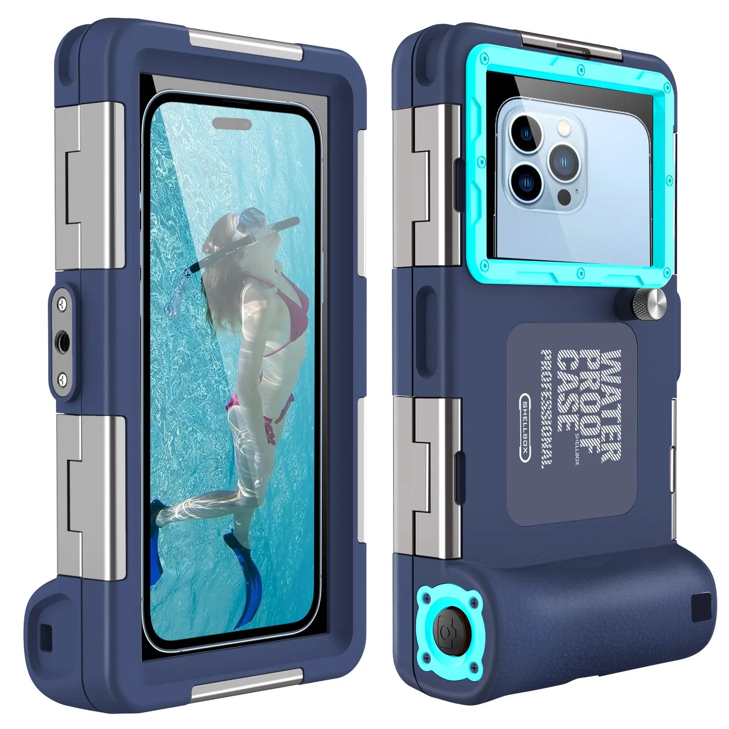 SHELLBOX Professional Diving Smartphone Casing, 50Ft Waterproof Cellphone Accessory for 4.7-6.9In Iphone/Samsung/Android Devices, Ultra-Clear Underwater 4K Shooting, for Swimming Snorkeling