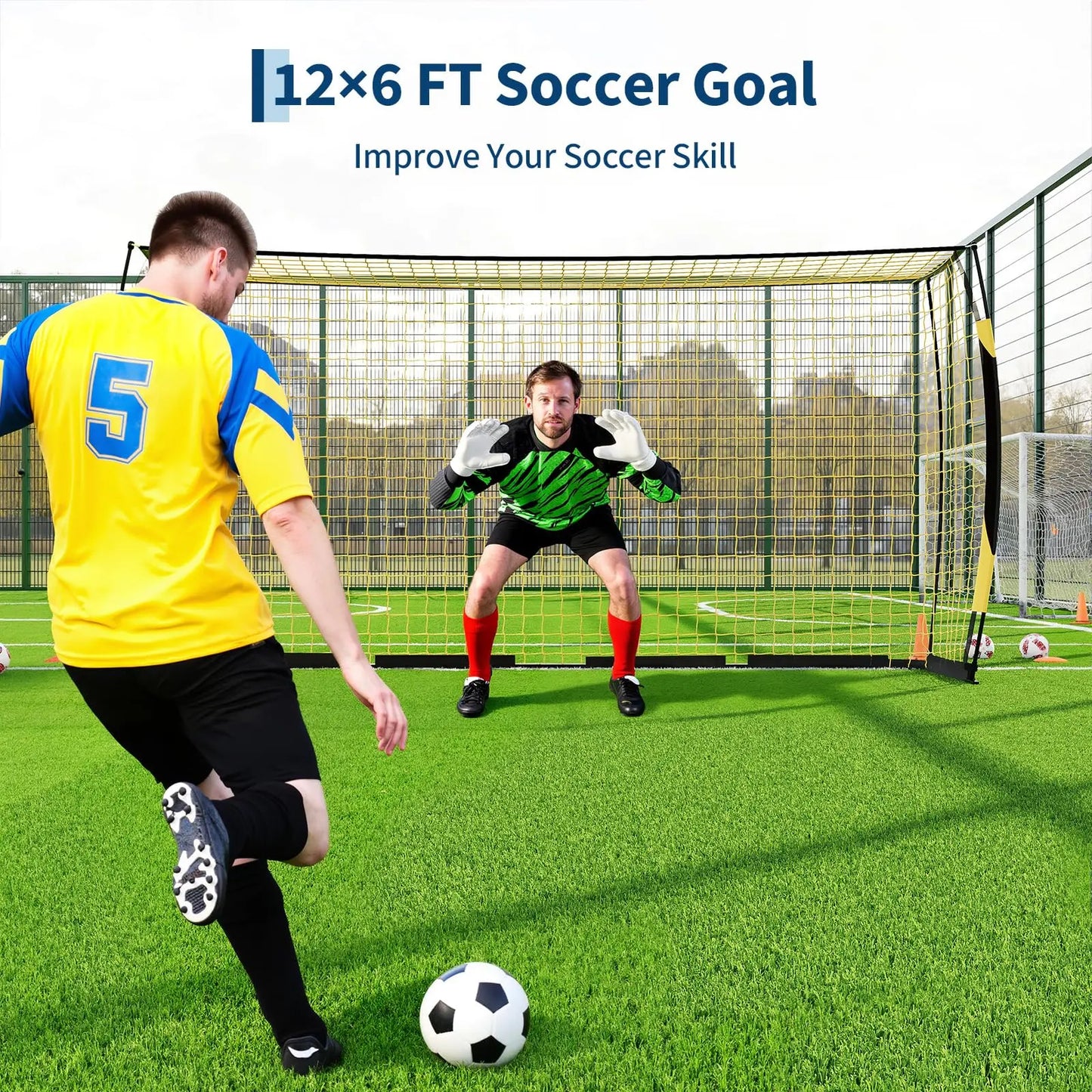 Garvee 3-In-1 Soccer Goal Training Set – 7X5Ft Rebounder Net & 2 Pack 6X4Ft Portable Goals, Balls, Pump, Cones, Carry Bag – Practice Equipment for Youth & Kids Indoor Outdoor