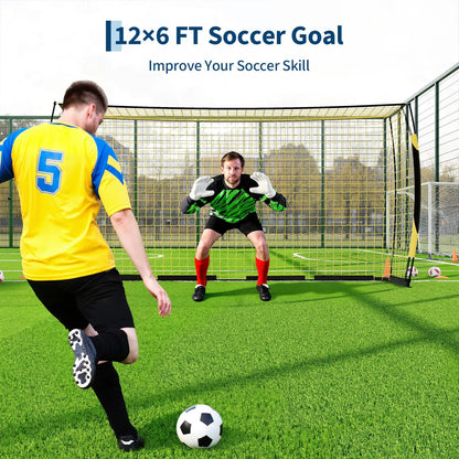Garvee 3-In-1 Soccer Goal Training Set – 7X5Ft Rebounder Net & 2 Pack 6X4Ft Portable Goals, Balls, Pump, Cones, Carry Bag – Practice Equipment for Youth & Kids Indoor Outdoor