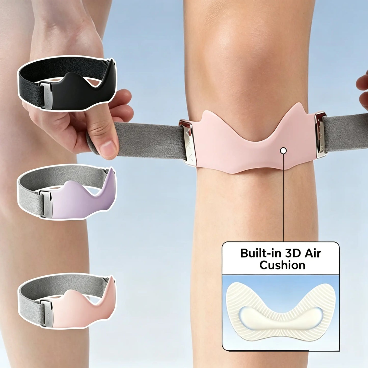 2 Packs Airbag Patellar Tendon Support Strap, Adjustable Breathable anti Slip Knee Brace for Tendonitis Pain Knee Relief Exercise, Run, Hike,Play Ball, High Jump, Climb