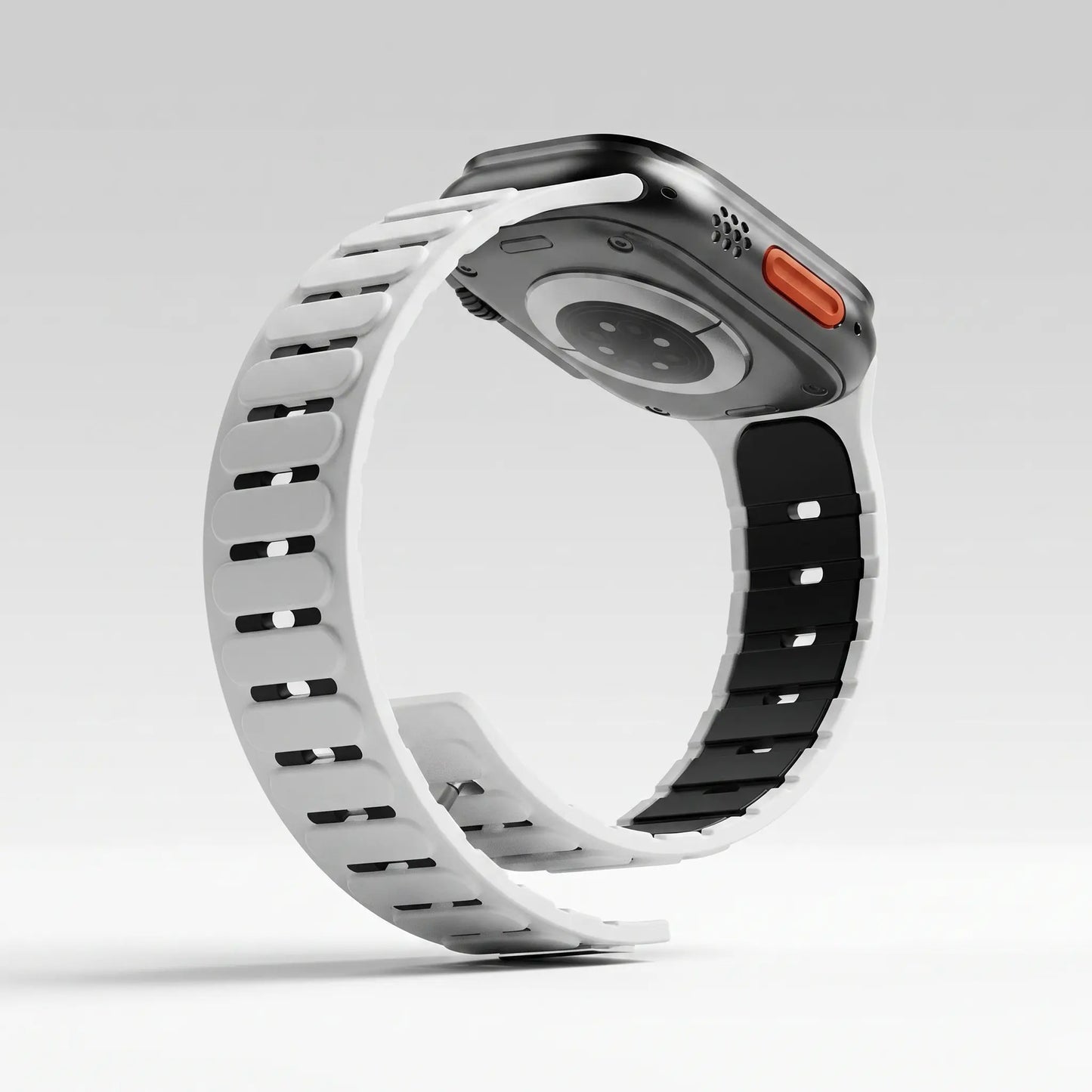 Crazygrass Magnetic Silicone Watch Band Replacement Band for Apple Watch 2-Tone Hollow 44/45/46/49Mm Series 11/10/9/8/Ultra/Se Breathable Sweatproof Sport Wristband Adjustable Strap Men'S Stylish Wearable Accessories for Gym Outdoor ( Watch Not Included )