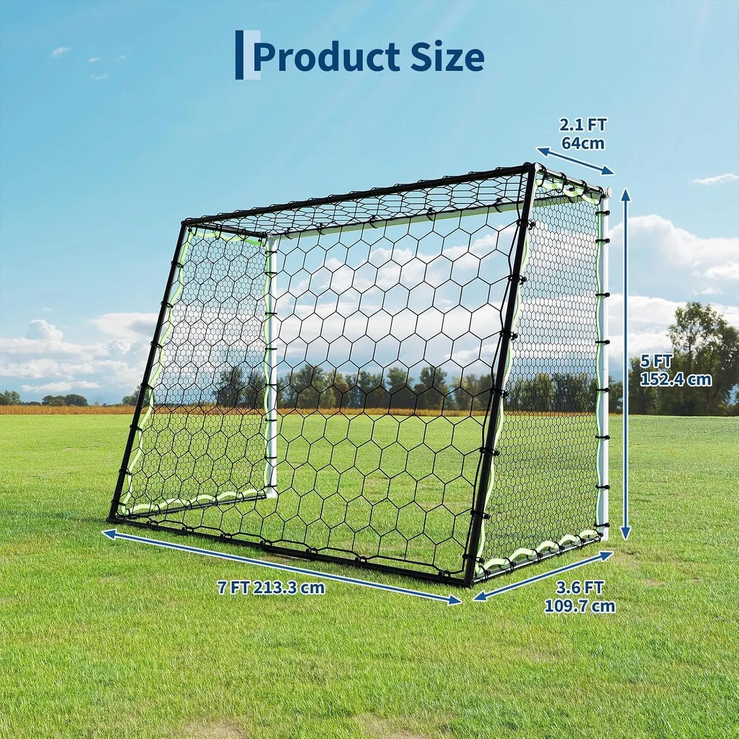 Garvee 3-In-1 Soccer Goal Training Set – 7X5Ft Rebounder Net & 2 Pack 6X4Ft Portable Goals, Balls, Pump, Cones, Carry Bag – Practice Equipment for Youth & Kids Indoor Outdoor