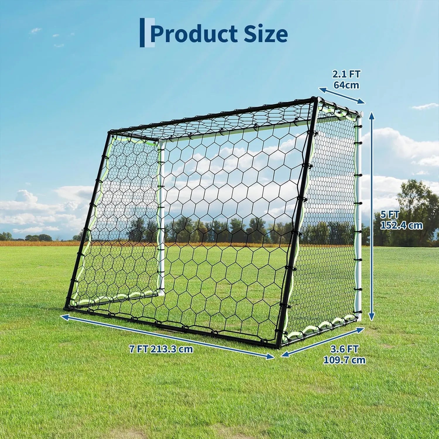 Garvee 3-In-1 Soccer Goal Training Set – 7X5Ft Rebounder Net & 2 Pack 6X4Ft Portable Goals, Balls, Pump, Cones, Carry Bag – Practice Equipment for Youth & Kids Indoor Outdoor