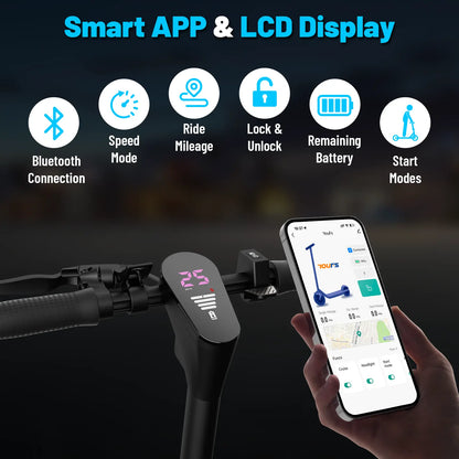 D9 Adult Leisure Electric Scooter, Unlocked through an Application, with a Maximum Speed of 28 Miles/H, Three Colors: Black and Red Dual Color, Pink and Blue, Electric Commuting Scooter, 10 Inch Solid Tires, Foldable Electric Scooter, App Control