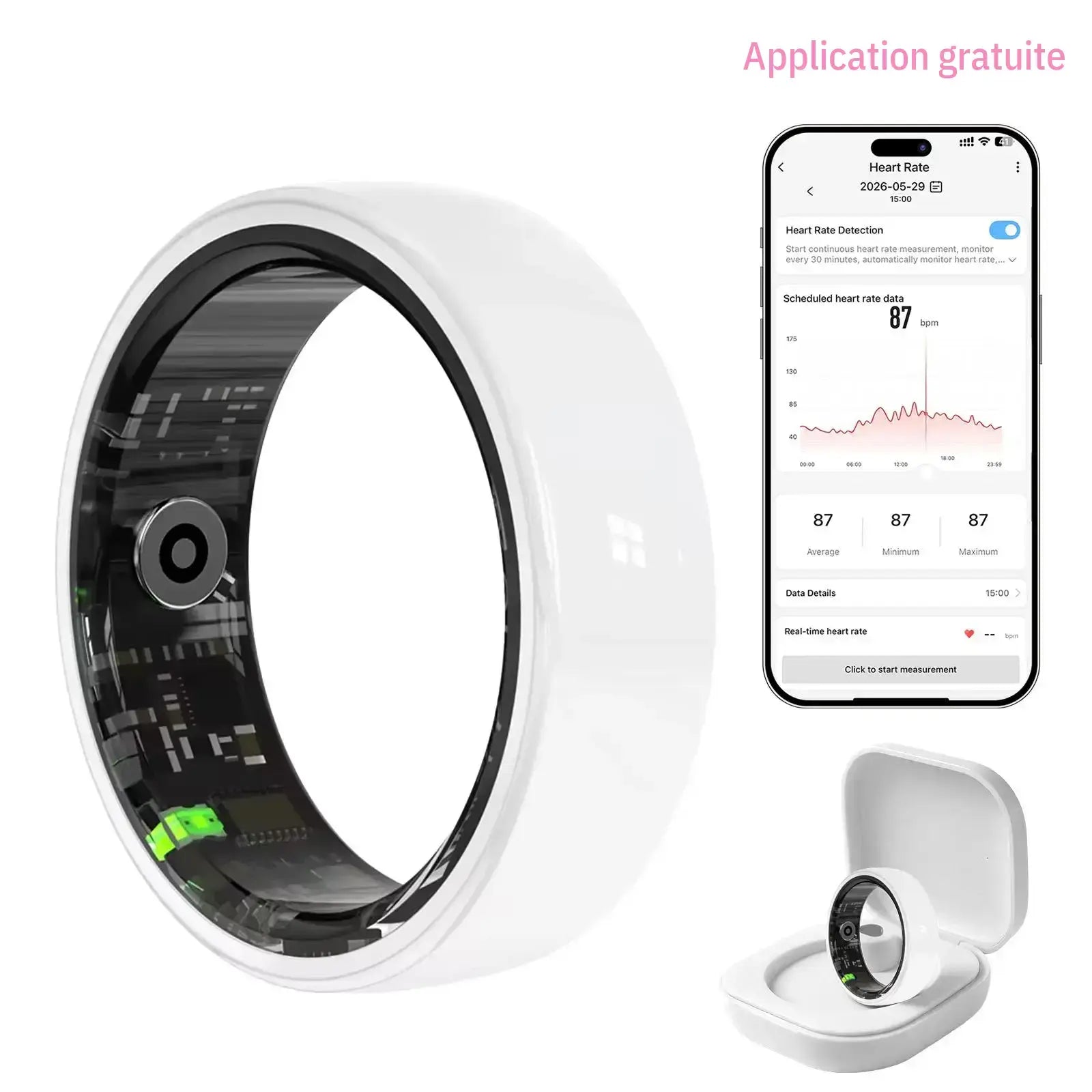 White Ceramic Smart Ring for Men & Women – IP68 Waterproof Health & Fitness Tracker, Sleep, Heart Rate, Stress & Cycle Monitor, Ios & Android Compatible, Charging Case Included,#Tiktokshopsummersale