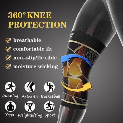 Copper Ion Sports Knee Pads, Circular Compression Basketball Pads, Breathable Knee Pads, Suitable for Cycling and Mountaineering