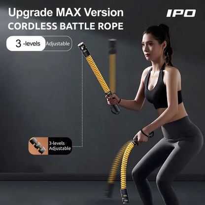 Upgrade 3 Levels Adjustable Cordless Battle Ropes - Weighted Ropeless Battle Rope for Home Gym Exercise, Portable Workout Equipment for Strength Training & Cardio Fitness