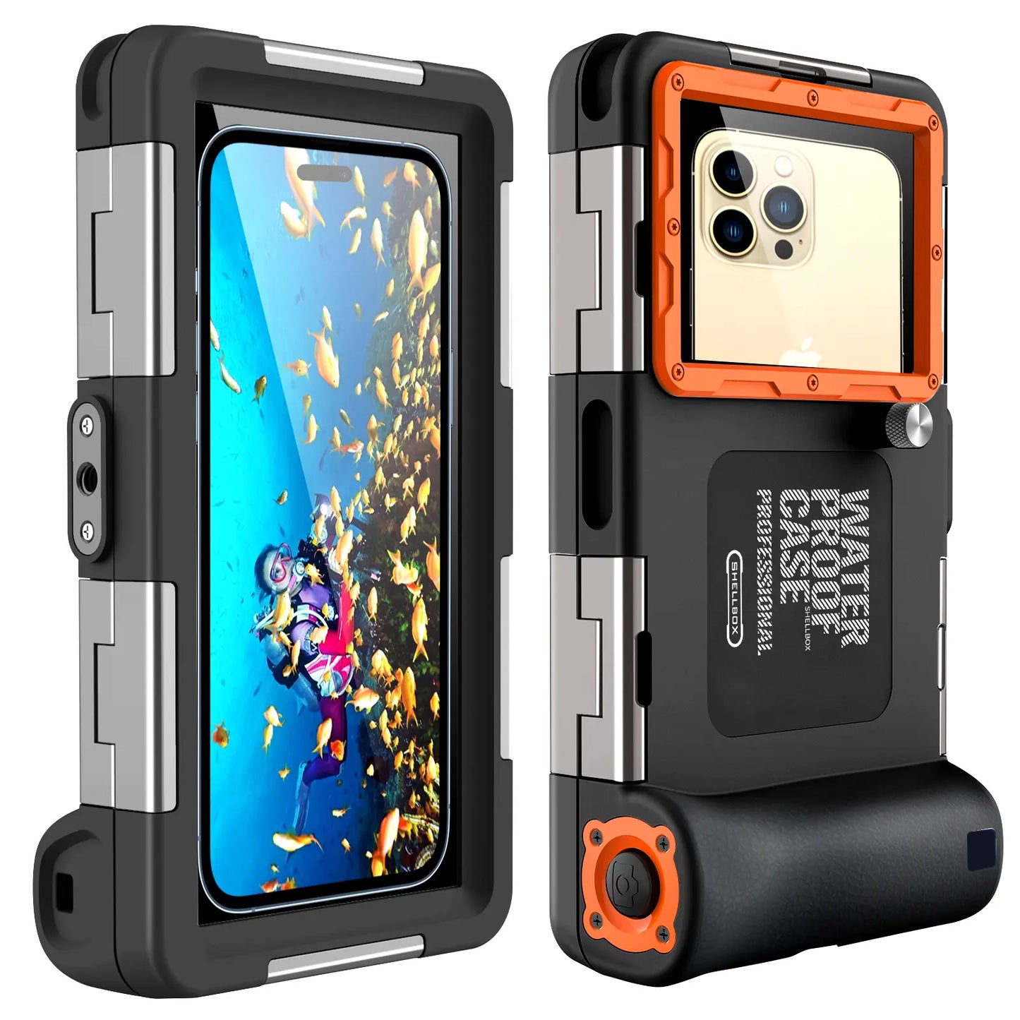 SHELLBOX Professional Diving Smartphone Casing, 50Ft Waterproof Cellphone Accessory for 4.7-6.9In Iphone/Samsung/Android Devices, Ultra-Clear Underwater 4K Shooting, for Swimming Snorkeling