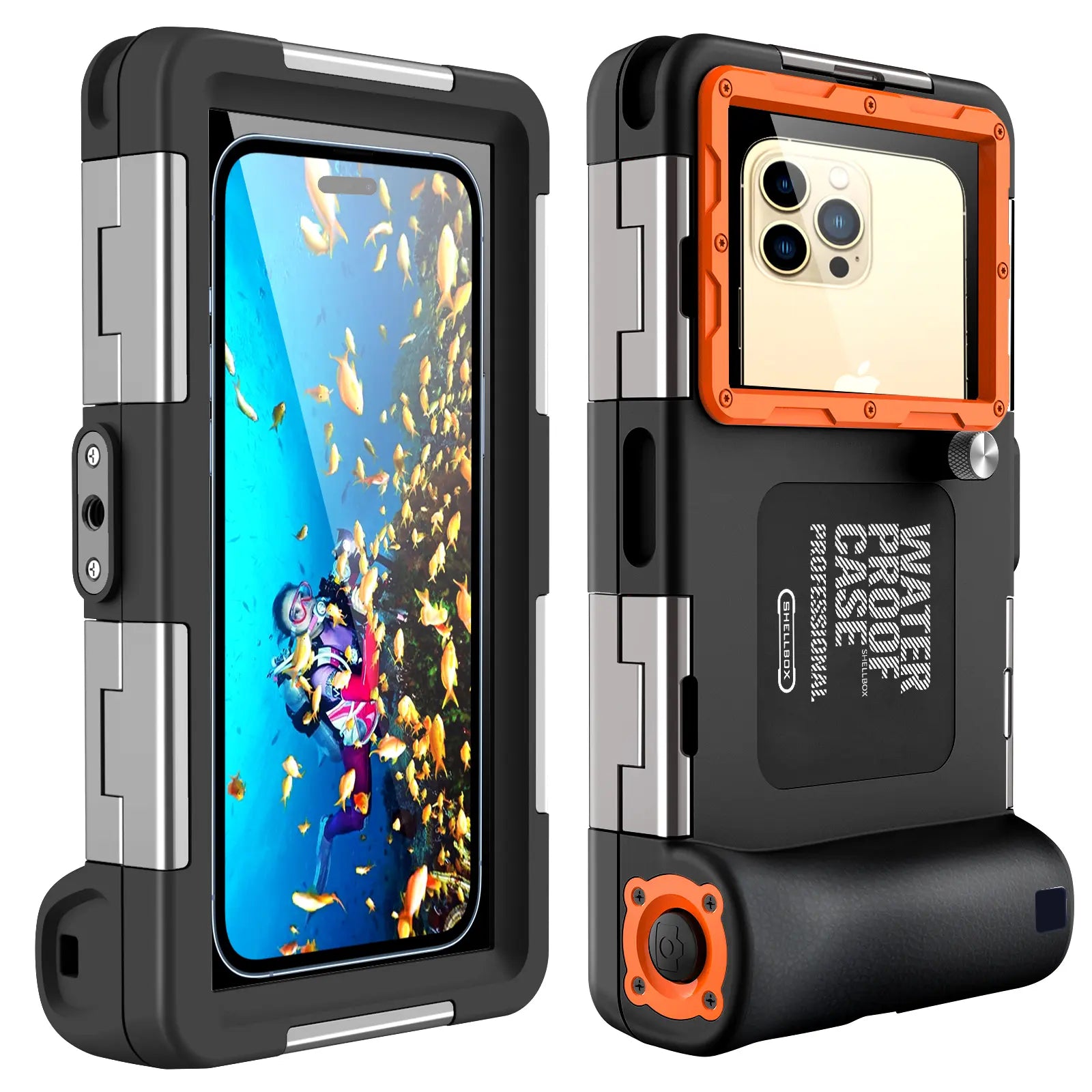 SHELLBOX Professional Diving Smartphone Casing, 50Ft Waterproof Cellphone Accessory for 4.7-6.9In Iphone/Samsung/Android Devices, Ultra-Clear Underwater 4K Shooting, for Swimming Snorkeling