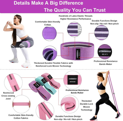 Fabric Resistance Bands for Working Out, 3 and 4 Levels Booty Bands Long Resistance Bands for Women and Men | Elastic Bands for Exercise Bands Resistance Workout Bands Resistance