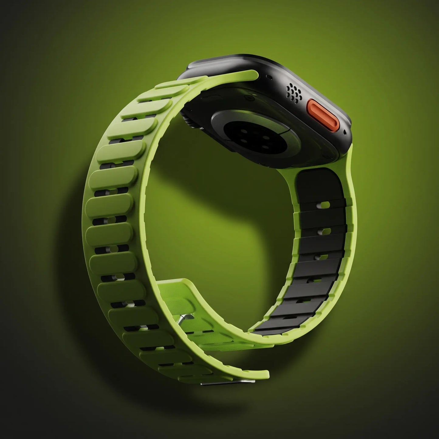 Crazygrass Magnetic Silicone Watch Band Replacement Band for Apple Watch 2-Tone Hollow 44/45/46/49Mm Series 11/10/9/8/Ultra/Se Breathable Sweatproof Sport Wristband Adjustable Strap Men'S Stylish Wearable Accessories for Gym Outdoor ( Watch Not Included )