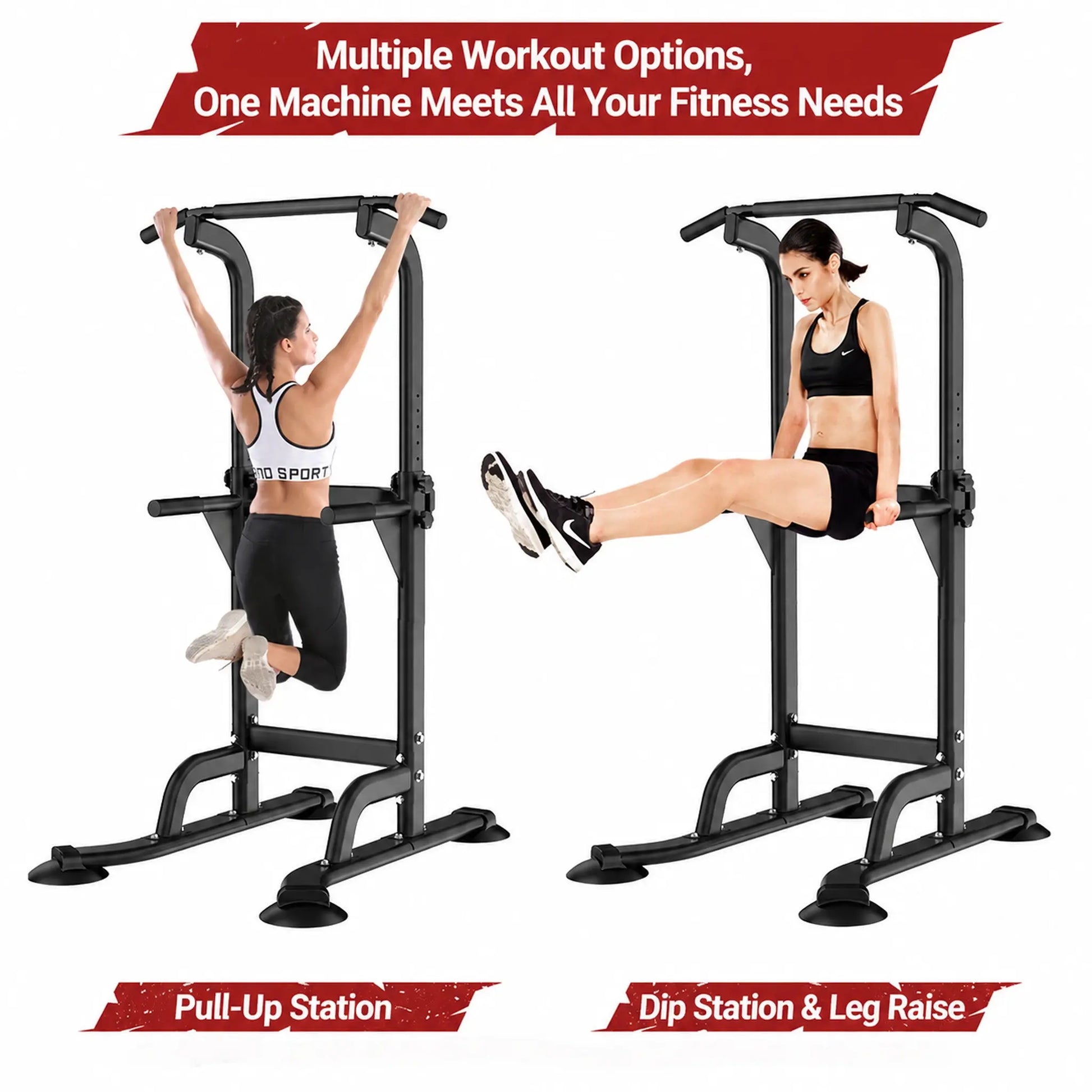 Multi-Functional Power Tower Pull up Bar, Sturdy Steel Dip Station for Home Gym Workout, Adjustable Height, 330 Lbs Weight Capacity, at Home Gym Equipment, Stainless Steel, 129*51*12Cm, Adjustible