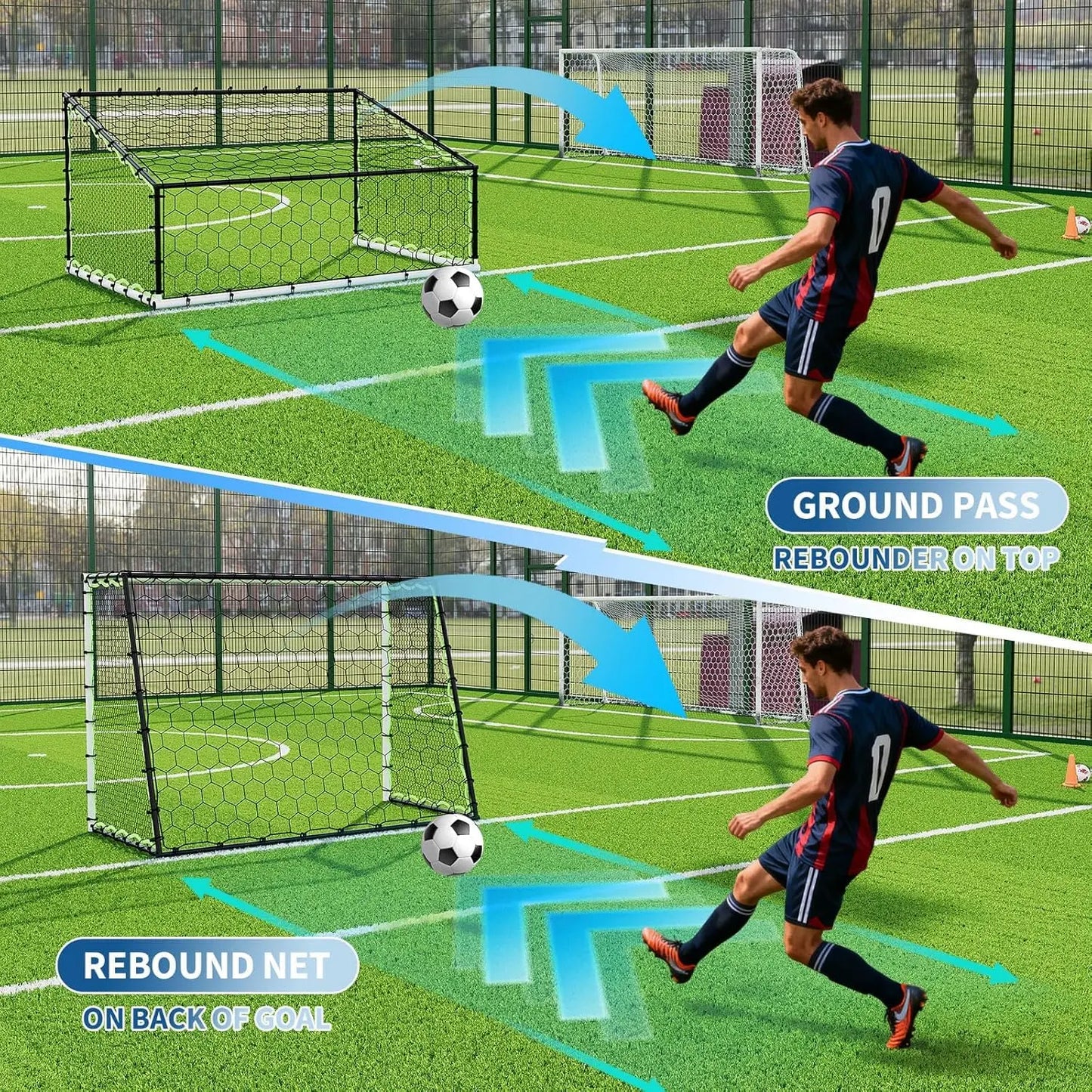 Garvee 3-In-1 Soccer Goal Training Set – 7X5Ft Rebounder Net & 2 Pack 6X4Ft Portable Goals, Balls, Pump, Cones, Carry Bag – Practice Equipment for Youth & Kids Indoor Outdoor