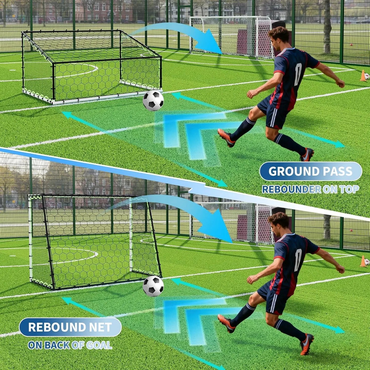 Garvee 3-In-1 Soccer Goal Training Set – 7X5Ft Rebounder Net & 2 Pack 6X4Ft Portable Goals, Balls, Pump, Cones, Carry Bag – Practice Equipment for Youth & Kids Indoor Outdoor