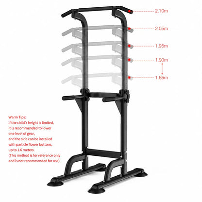 Multi-Functional Power Tower Pull up Bar, Sturdy Steel Dip Station for Home Gym Workout, Adjustable Height, 330 Lbs Weight Capacity, at Home Gym Equipment, Stainless Steel, 129*51*12Cm, Adjustible