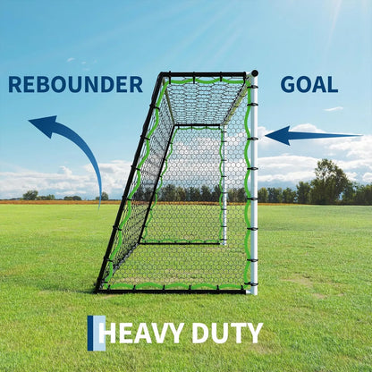 Garvee 3-In-1 Soccer Goal Training Set – 7X5Ft Rebounder Net & 2 Pack 6X4Ft Portable Goals, Balls, Pump, Cones, Carry Bag – Practice Equipment for Youth & Kids Indoor Outdoor