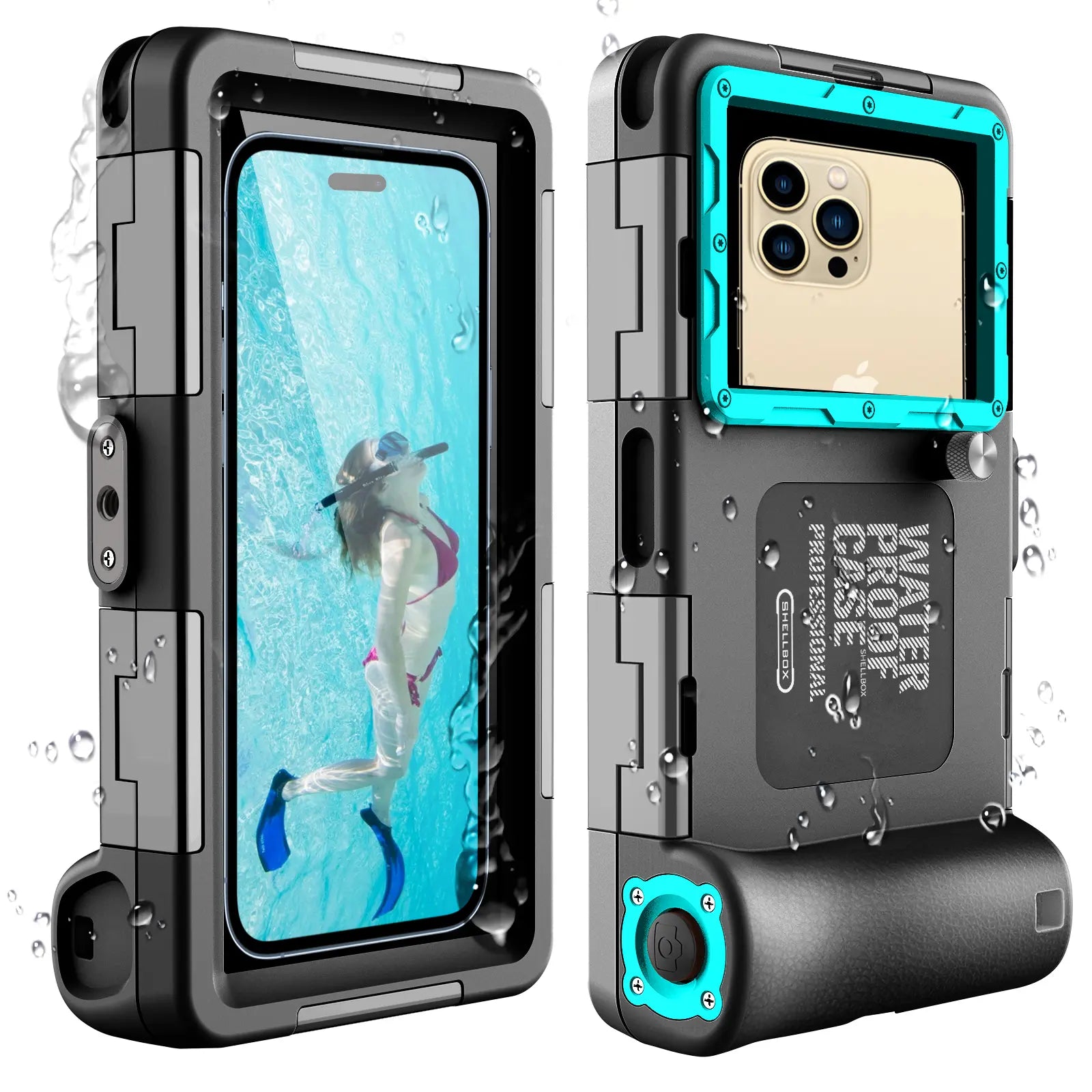 SHELLBOX Professional Diving Smartphone Casing, 50Ft Waterproof Cellphone Accessory for 4.7-6.9In Iphone/Samsung/Android Devices, Ultra-Clear Underwater 4K Shooting, for Swimming Snorkeling