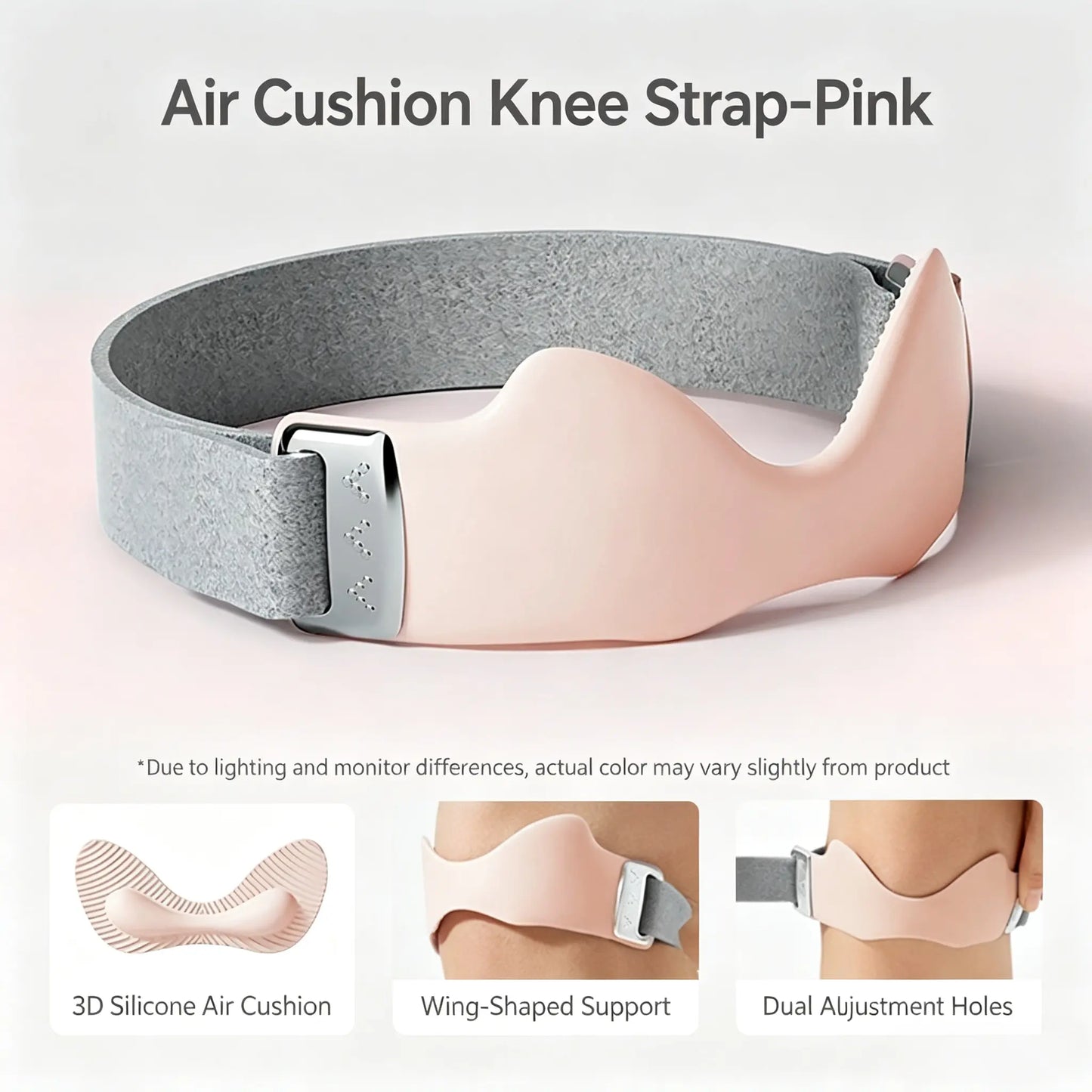 2 Packs Airbag Patellar Tendon Support Strap, Adjustable Breathable anti Slip Knee Brace for Tendonitis Pain Knee Relief Exercise, Run, Hike,Play Ball, High Jump, Climb