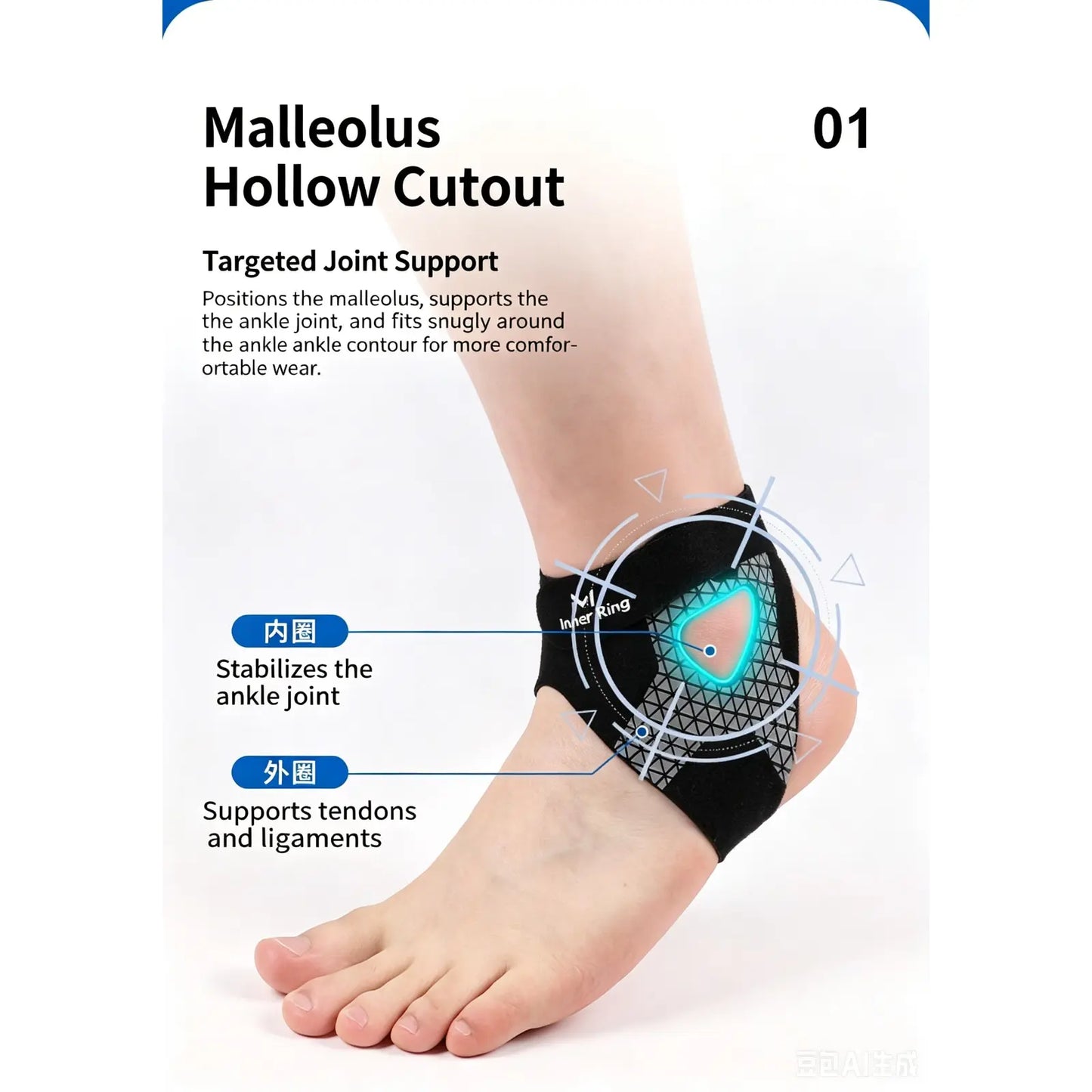 Professional Sports Ankle Brace (2-Pair Value Pack, Size M) - Anti-Sprain Stabilizing Support, Adjustable, Ideal for Injury Prevention during Fitness, Running