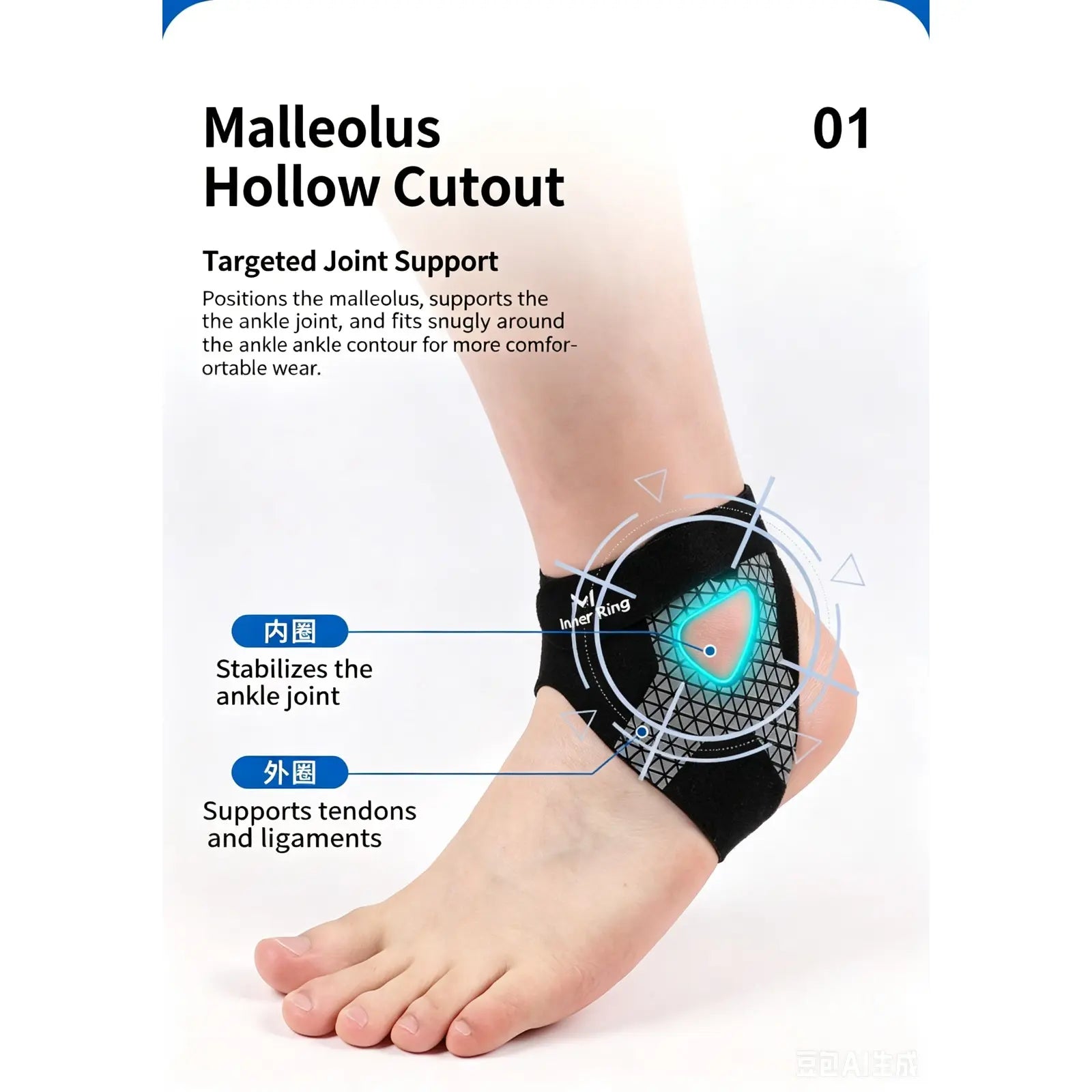 Professional Sports Ankle Brace (2-Pair Value Pack, Size M) - Anti-Sprain Stabilizing Support, Adjustable, Ideal for Injury Prevention during Fitness, Running