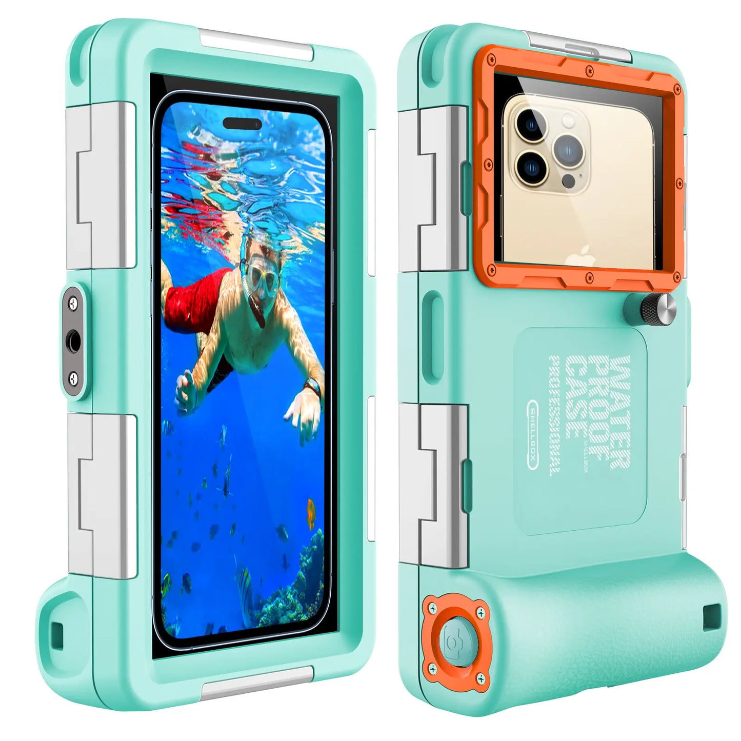SHELLBOX Professional Diving Smartphone Casing, 50Ft Waterproof Cellphone Accessory for 4.7-6.9In Iphone/Samsung/Android Devices, Ultra-Clear Underwater 4K Shooting, for Swimming Snorkeling