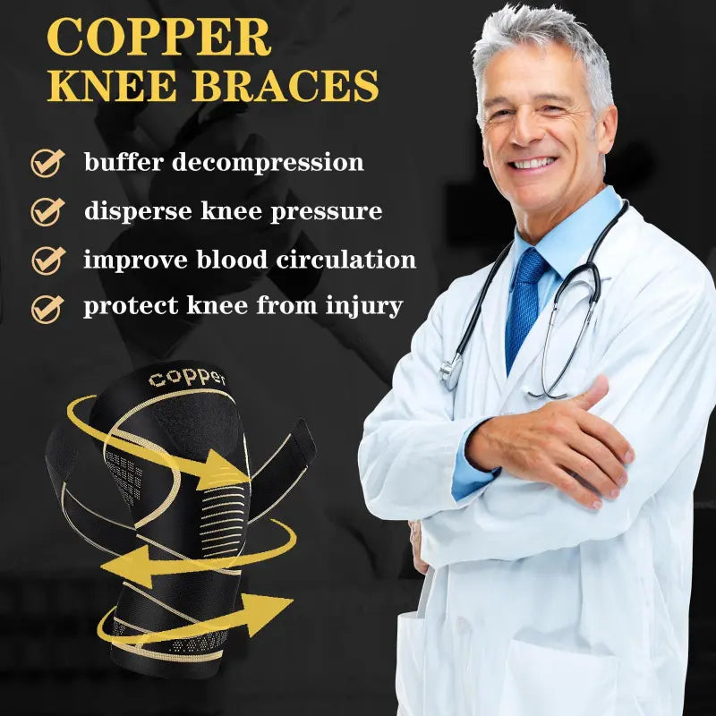 Copper Ion Sports Knee Pads, Circular Compression Basketball Pads, Breathable Knee Pads, Suitable for Cycling and Mountaineering