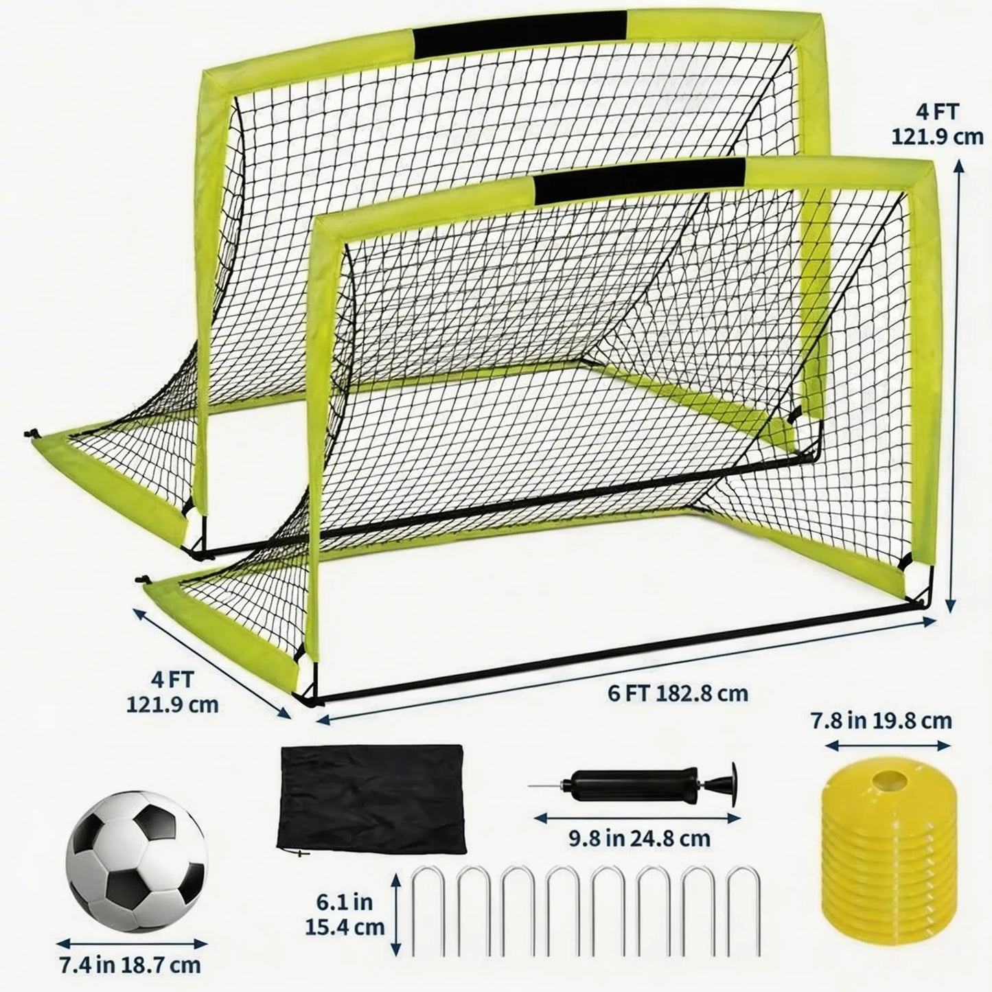 Garvee 3-In-1 Soccer Goal Training Set – 7X5Ft Rebounder Net & 2 Pack 6X4Ft Portable Goals, Balls, Pump, Cones, Carry Bag – Practice Equipment for Youth & Kids Indoor Outdoor