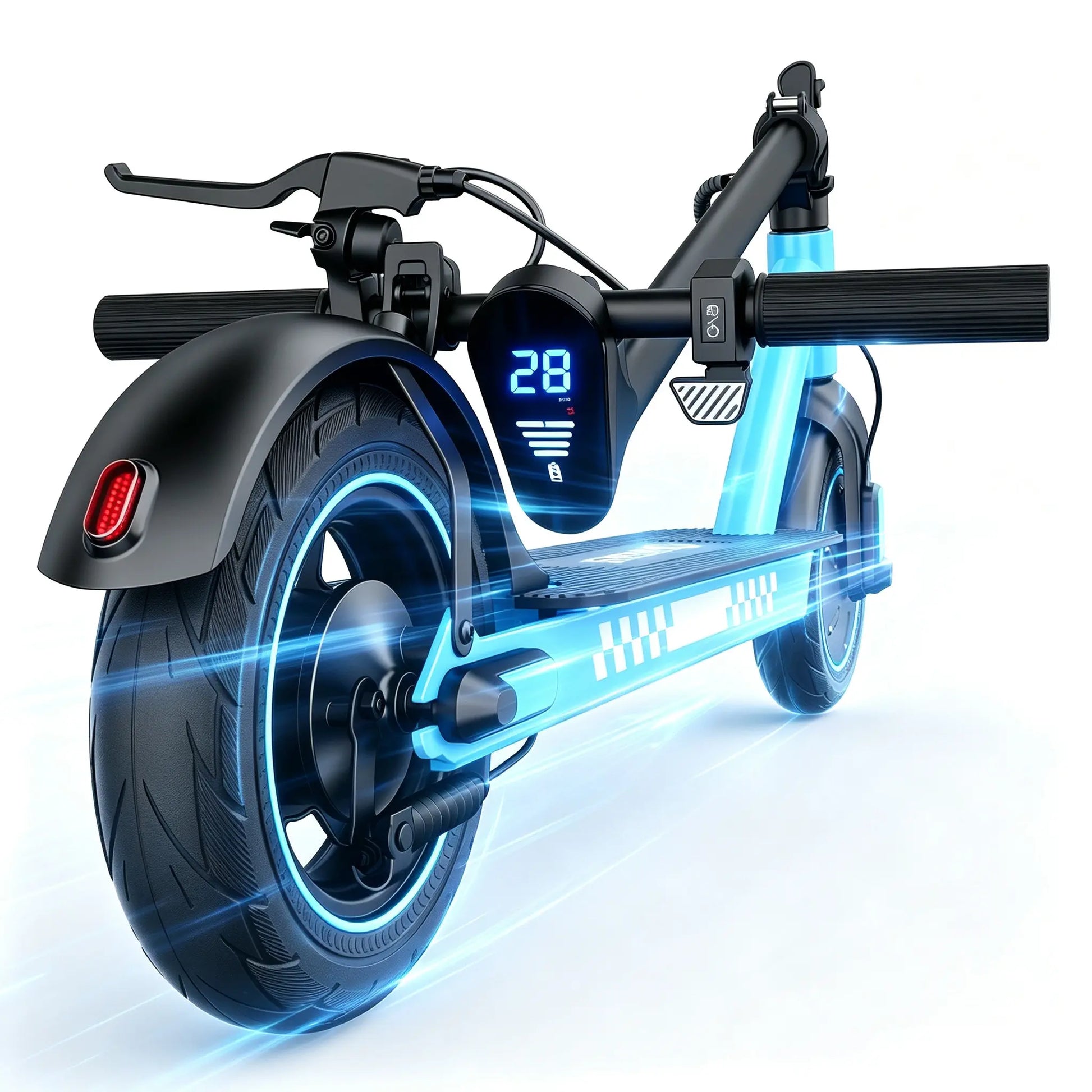 D9 Adult Leisure Electric Scooter, Unlocked through an Application, with a Maximum Speed of 28 Miles/H, Three Colors: Black and Red Dual Color, Pink and Blue, Electric Commuting Scooter, 10 Inch Solid Tires, Foldable Electric Scooter, App Control