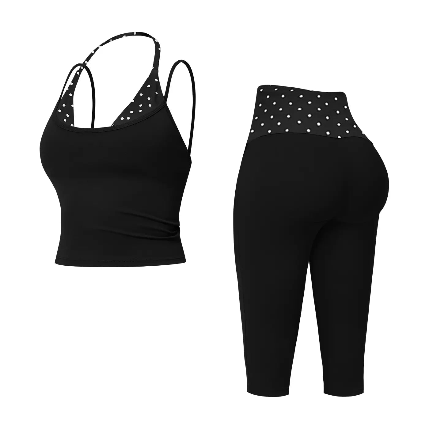 MFVIM Women’S Color-Block Double-Layer Halter Yoga Tank Top Set — Waist-Cinching, Butt-Lifting Mid-Length Athletic Shorts; Two-Piece Fitness Set with a Nude Feel,Travel Essentials,Camping Essentials
