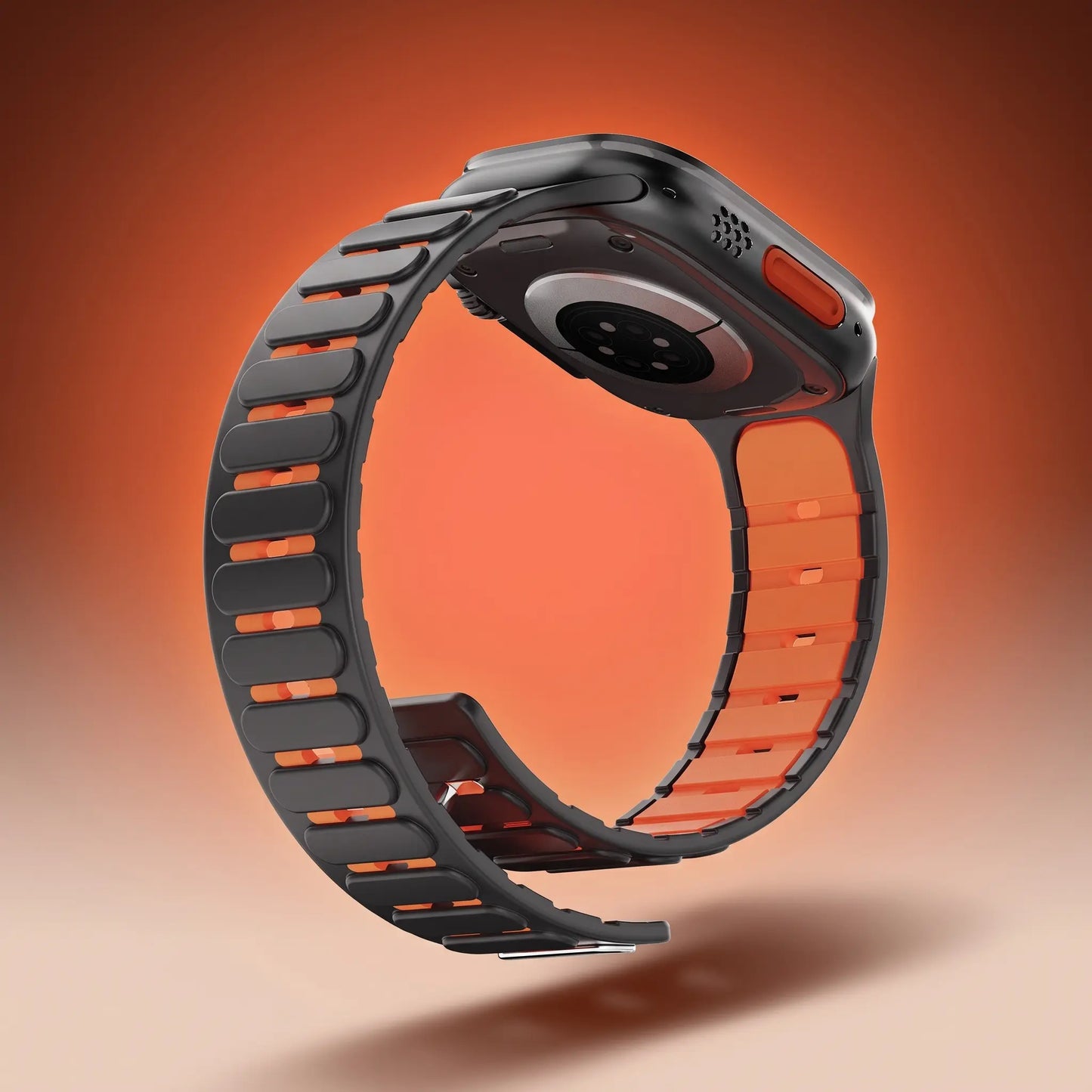 Crazygrass Magnetic Silicone Watch Band Replacement Band for Apple Watch 2-Tone Hollow 44/45/46/49Mm Series 11/10/9/8/Ultra/Se Breathable Sweatproof Sport Wristband Adjustable Strap Men'S Stylish Wearable Accessories for Gym Outdoor ( Watch Not Included )