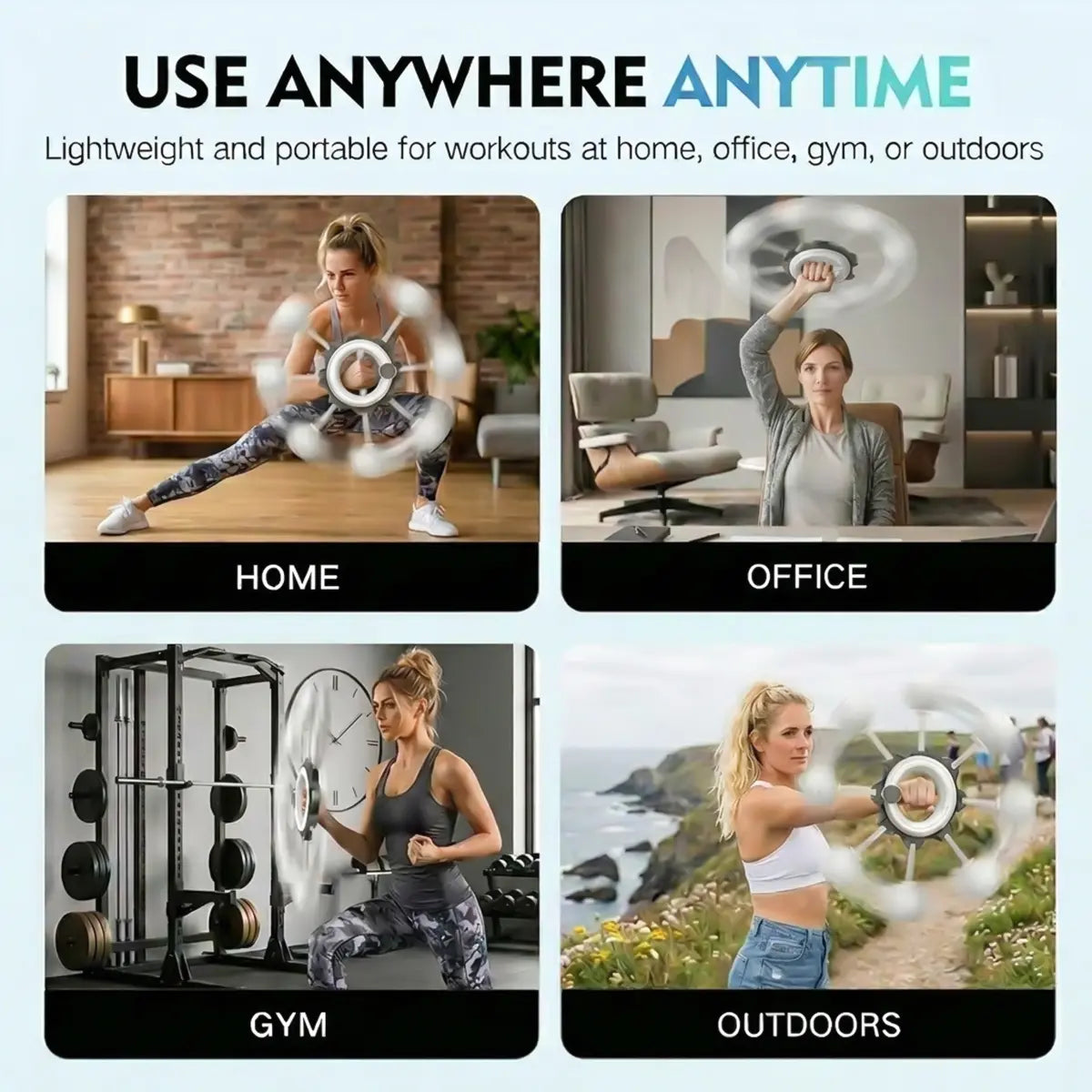 【Featured Tiktok Products】S.Y. Home & Outdoor 360° Rotating Hand-Crank Forearm Trainer for Men and Women, Upper Body Strength Tool for Arms, Shoulders & Chest with LED Light Up, Portable Home and Gym Fitness Equipment