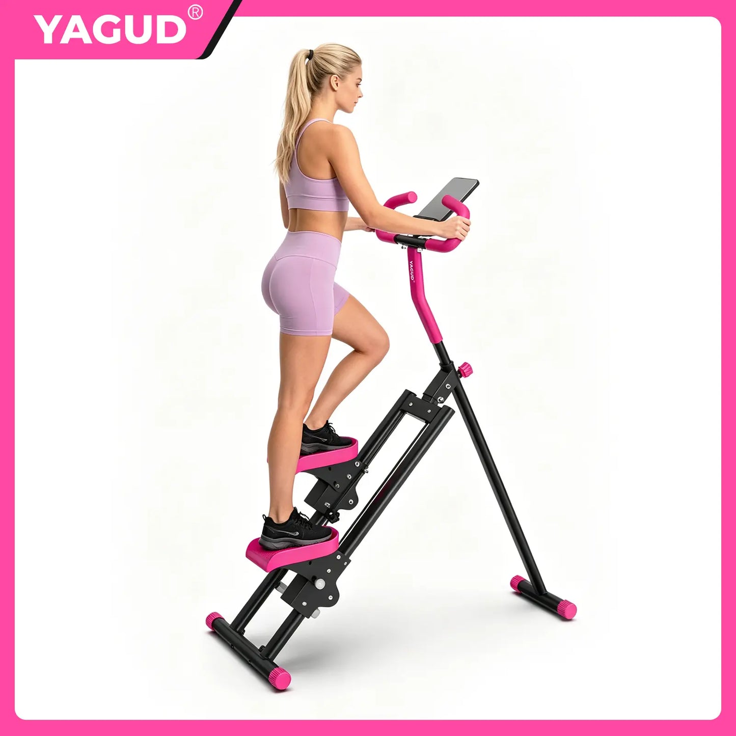 Yagud Fitness Stair Stepper W/ Handlebar, Extended Step Range Climber Machine for Legs & Core Workouts, Home Workout Equipment Summerwins