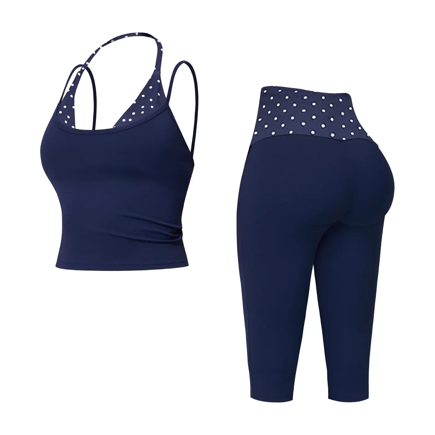 MFVIM Women’S Color-Block Double-Layer Halter Yoga Tank Top Set — Waist-Cinching, Butt-Lifting Mid-Length Athletic Shorts; Two-Piece Fitness Set with a Nude Feel,Travel Essentials,Camping Essentials