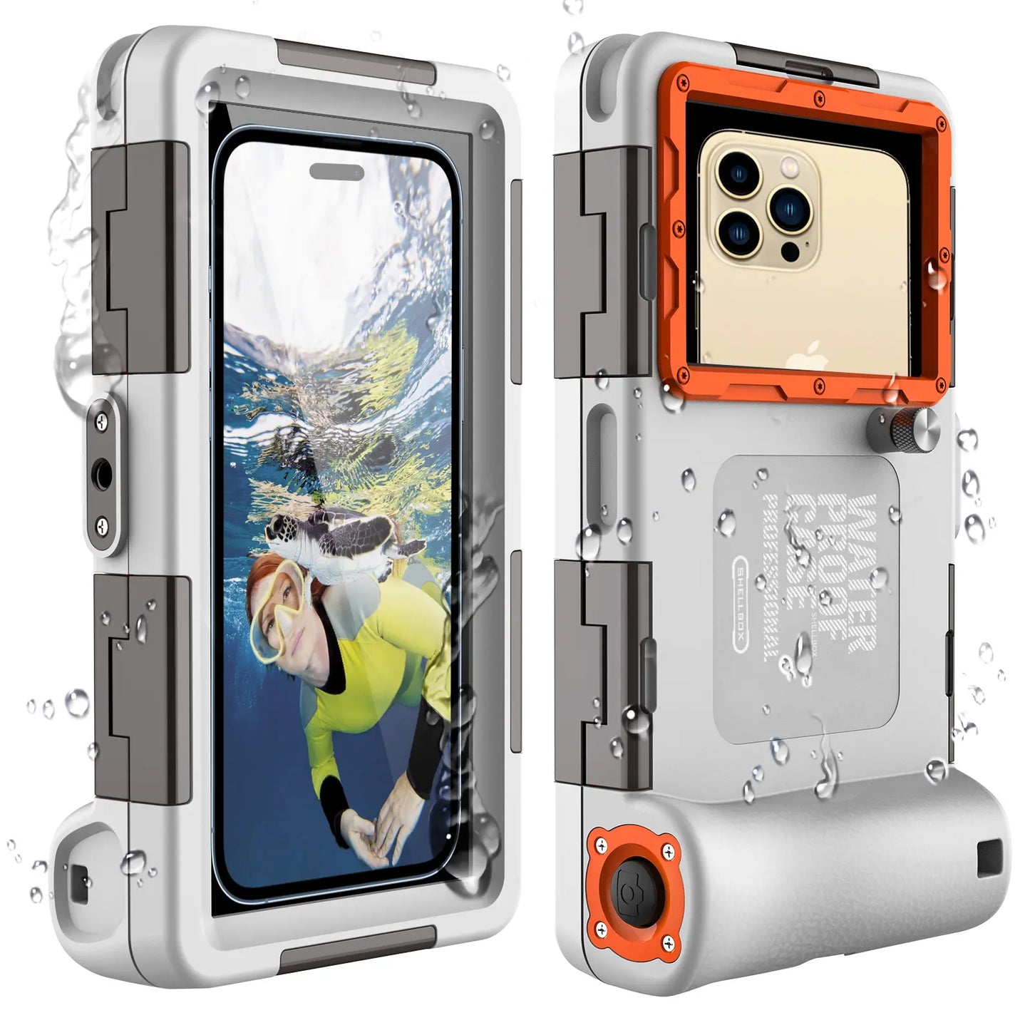 SHELLBOX Professional Diving Smartphone Casing, 50Ft Waterproof Cellphone Accessory for 4.7-6.9In Iphone/Samsung/Android Devices, Ultra-Clear Underwater 4K Shooting, for Swimming Snorkeling