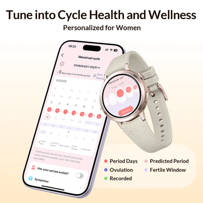 Fanysmartwatch for Women-Amoled Display,110+Sport Modes(Including Running)Bluetooth Fitness Tracker,Heart Rate/Sleep/Spo2Monitoring,7-Day Battery,Water Resistant,Free Android App,Ultra-Sleek Lightweight round Cloudcream White Wearable Tiktokshopsummersale