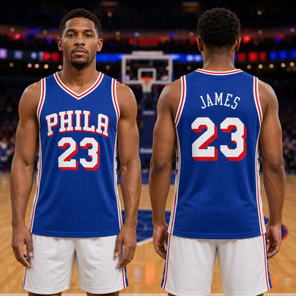 Unisex Basketball #23 James Philadelphia Team Swingman Jersey - Icon Edition - Royal