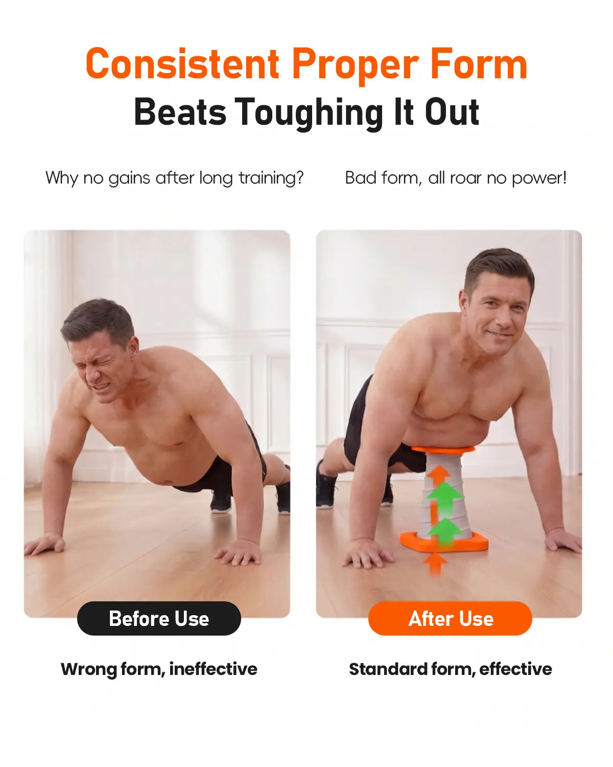 Push up Trainer for Beginners – Push up Assist Device with Waist & Core Support, Reduces Body Weight Load, at Home Gym Equipment for Chest & Upper Body Strength Training