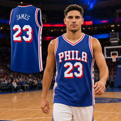 Unisex Basketball #23 James Philadelphia Team Swingman Jersey - Icon Edition - Royal