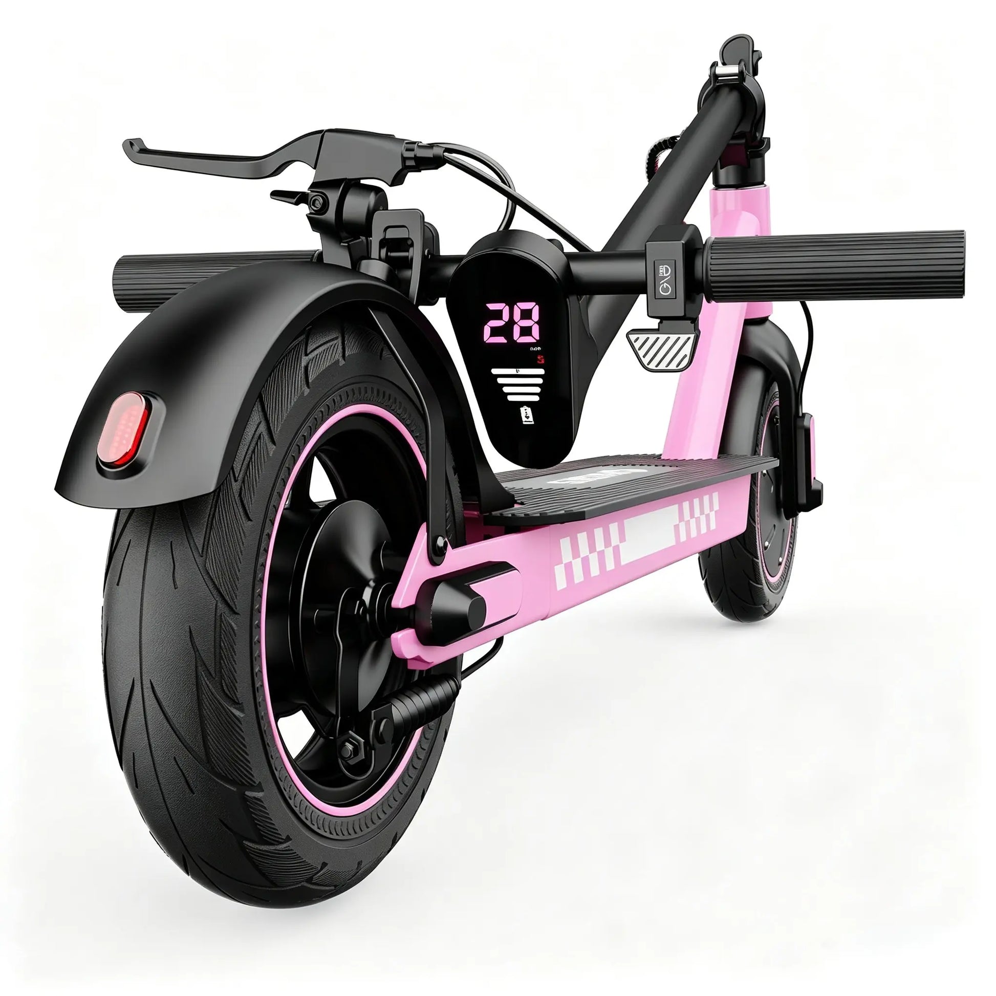 D9 Adult Leisure Electric Scooter, Unlocked through an Application, with a Maximum Speed of 28 Miles/H, Three Colors: Black and Red Dual Color, Pink and Blue, Electric Commuting Scooter, 10 Inch Solid Tires, Foldable Electric Scooter, App Control