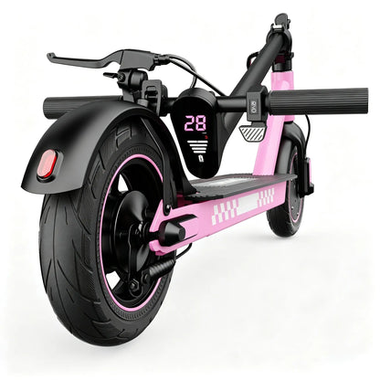 D9 Adult Leisure Electric Scooter, Unlocked through an Application, with a Maximum Speed of 28 Miles/H, Three Colors: Black and Red Dual Color, Pink and Blue, Electric Commuting Scooter, 10 Inch Solid Tires, Foldable Electric Scooter, App Control
