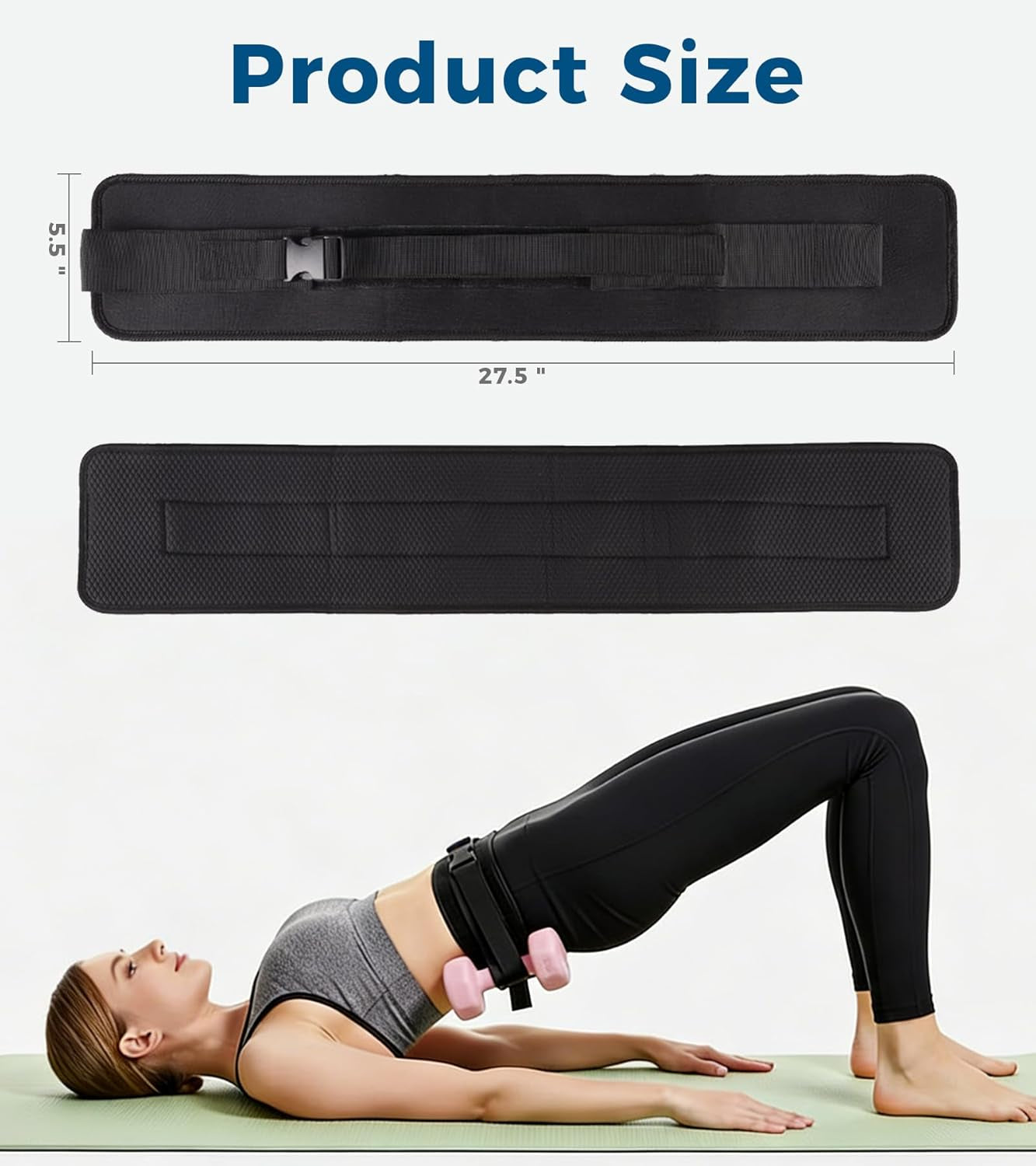 Hip Thrust Belt for Dumbbells, Kettlebells & Plates, Adjustable Booty Belt with Slip-Resistant Padding, Comfortable Glute Bridge Weight Belt for Home & Gym Workouts