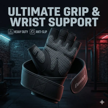 Gym Gloves for Men & Women with Built-In Wrist Support – Anti-Slip Workout Gloves for Weightlifting, Crossfit, Yoga, Cycling, Climbing, Outdoor Work & Multi-Sport Exercises