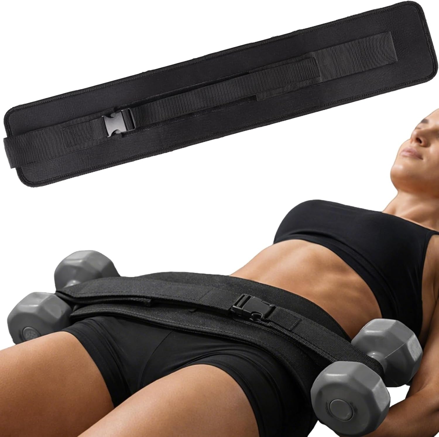 Hip Thrust Belt for Dumbbells, Kettlebells & Plates, Adjustable Booty Belt with Slip-Resistant Padding, Comfortable Glute Bridge Weight Belt for Home & Gym Workouts