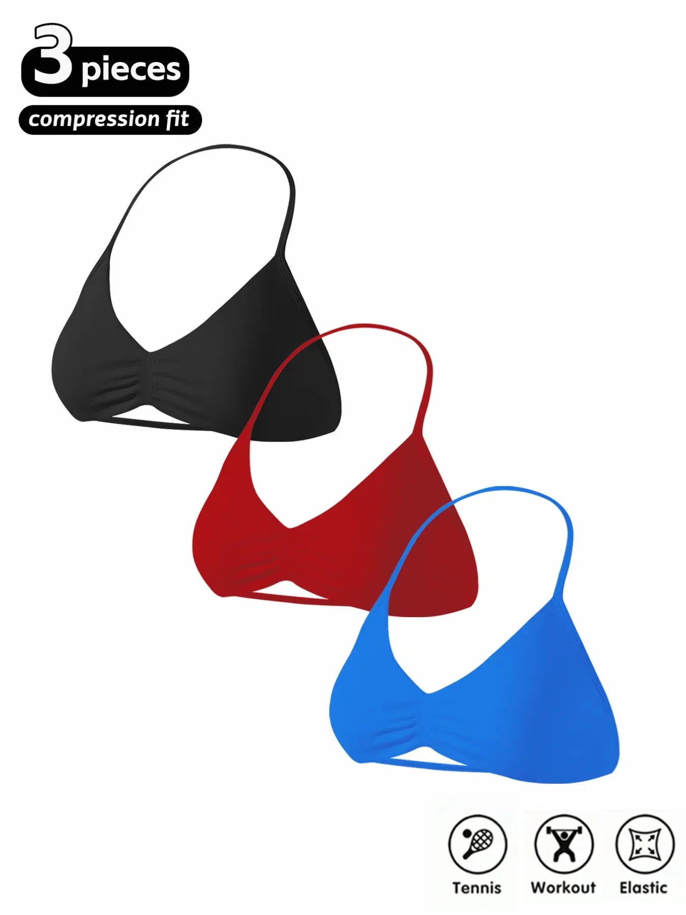 Women'S 3-Pack Seamless Knitted Sports Bras, Sporty Bra, Halter Neck Sport Bra, Open Back Design, Ideal for Yoga and Gym Workouts, Running Workout Bras